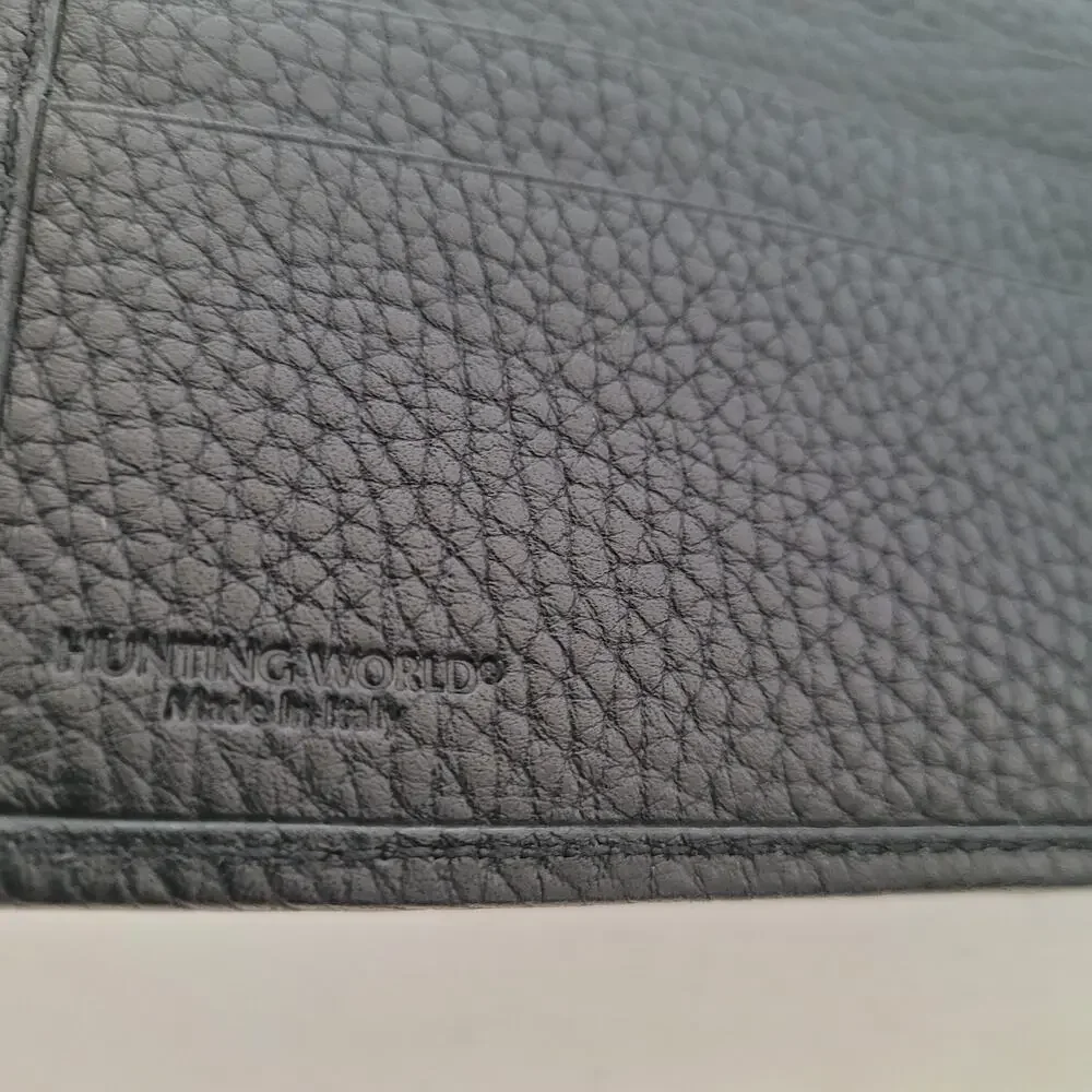 Hunting World Designer Olive Black Wallet Italian Canvas Leather‎ Quality New